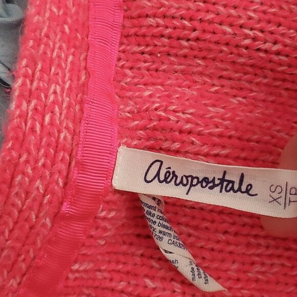 Aéropostale Cable Knit Neon Pink V Neck Midi Cardigan - Picture 9 of 11
